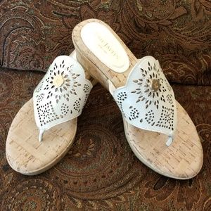 Eric Javits New York Cream Laser Cut Cork Wedge